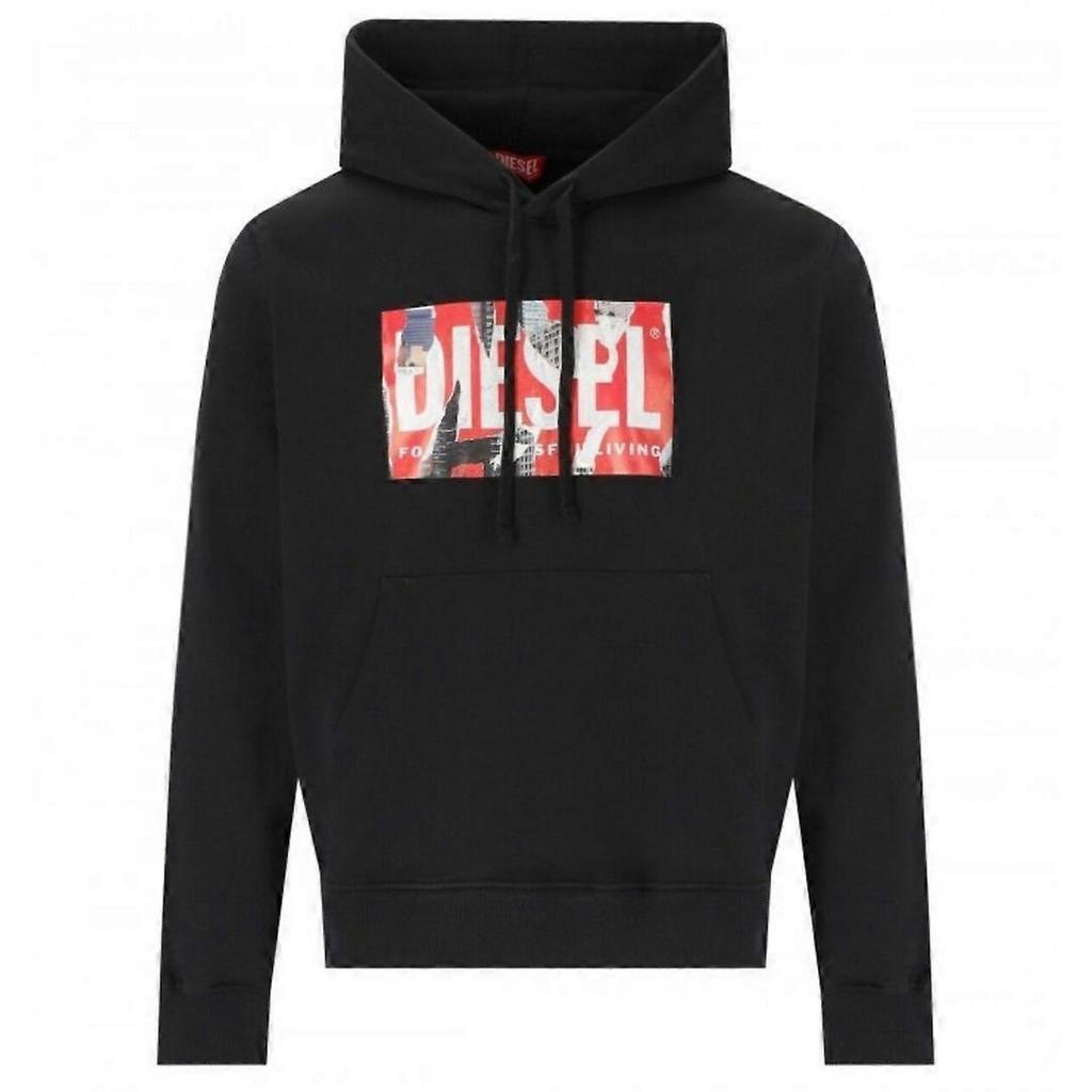 Diesel Mens Torn Logo Hoodie
