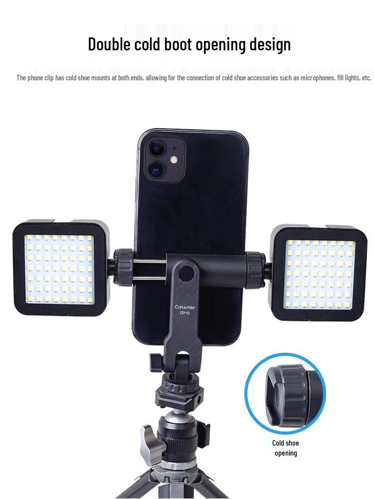 Horizontal/Vertical Hot Shoe Phone Clip - DSLR Camera Cold Shoe Mount for Tripod & Live Broadcast Accessories