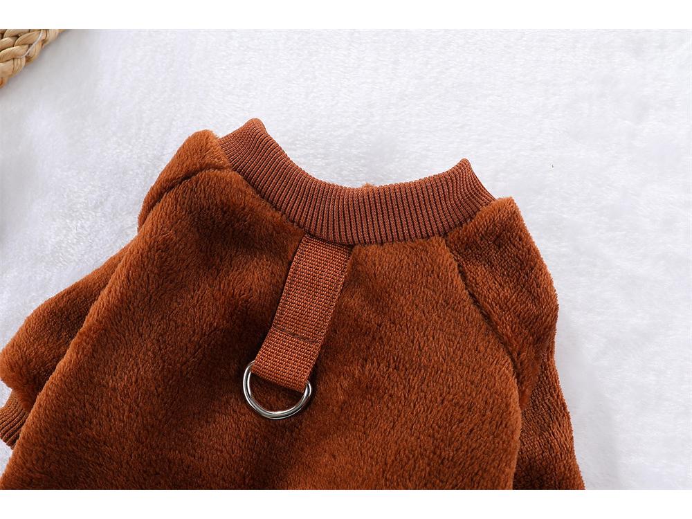 Verdickter Flanell Vierbeinige Haustierkleidung für Herbst/Winter - Anleinbar, Ohne Kapuze, Passt Hunden und Katzen