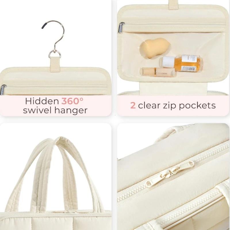 Faltbare karierte Kosmetiktasche Damen Reise-Organizer Hängende Toilettenartikel Kosmetiktasche Wasserdichte Make-up Beauty-Tasche Badezimmer-Aufbewahrung