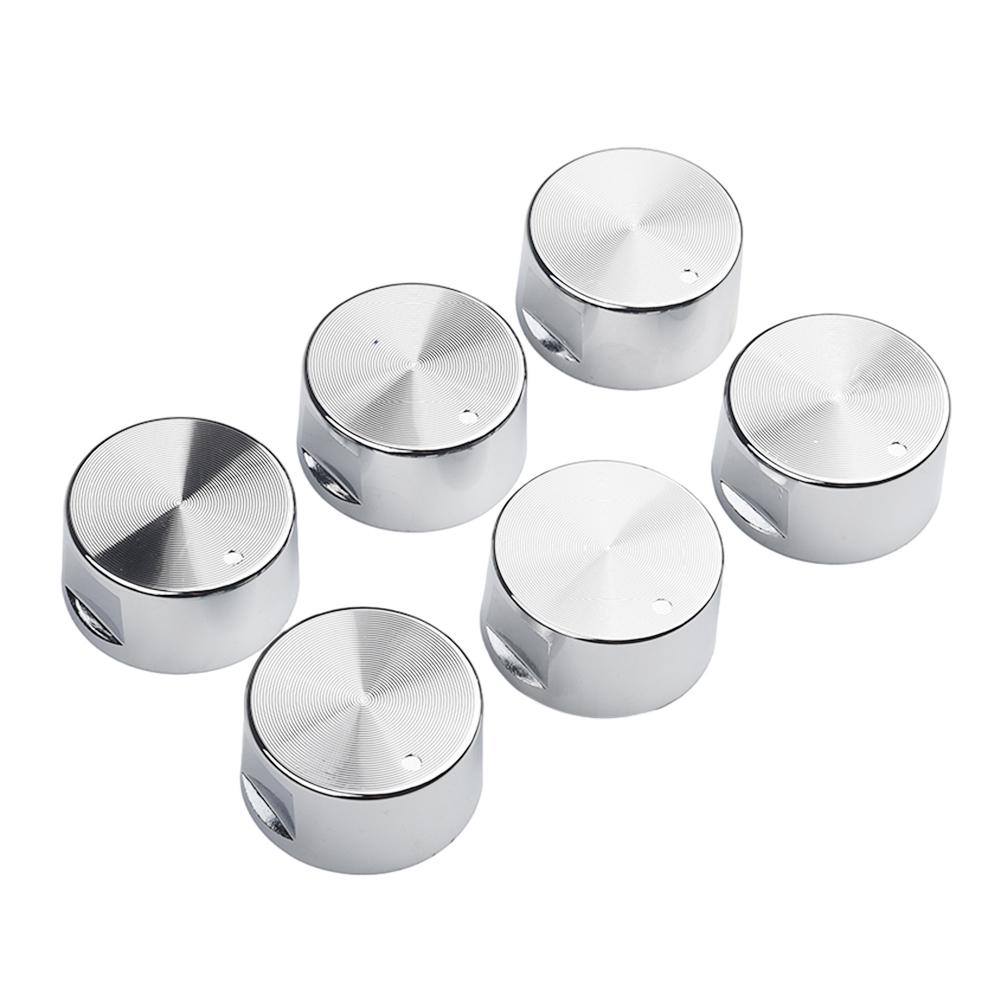 Cooktop Handle Rotary Switch Round Silver Simple 38*19mm 6 Pieces Diameter 6mm Easy Installation Embedded Hole