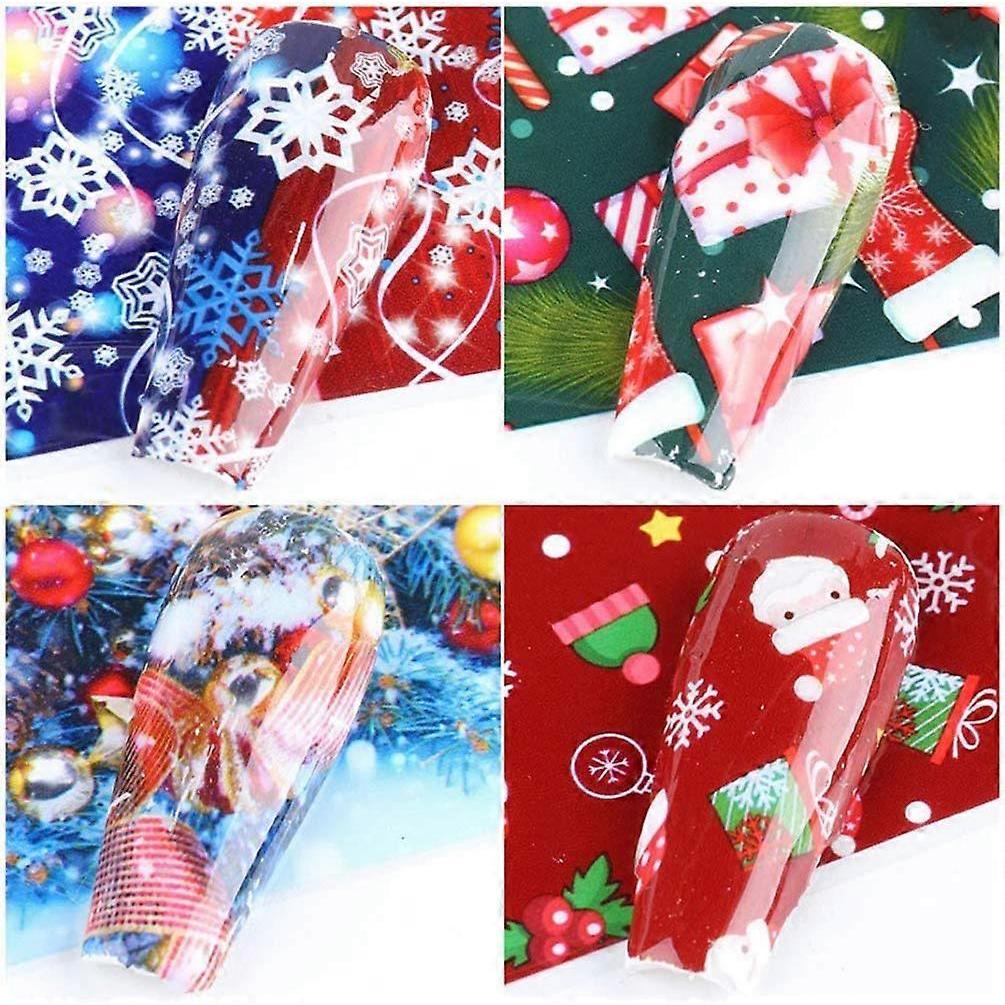 Christmas Nail Stickers -10 Sheets Christmas Nail Foil Transfers Stickers Snowflake Snowmen Santa Christmas Tree