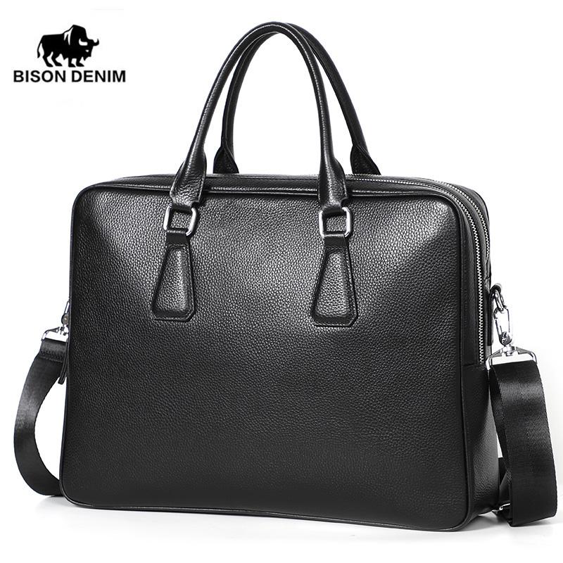 

BISON DENIM модный мужской портфель из натуральной кожи мужская сумка на плечо