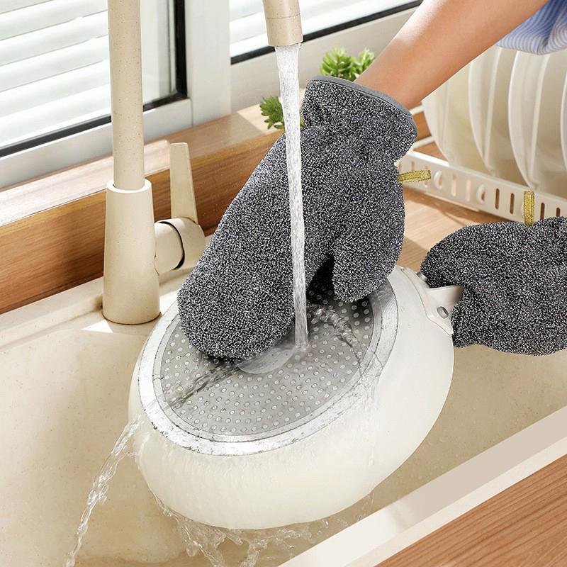 1Pcs Wire Dishwashing Gloves Multi-Functional Waterproof Dish Cleaning Glove Kitchen Thermal Insulation Anti-Scalding Mittens