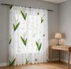 Digital Printing Sheer Curtain, Lily of the Valley Butterfly Pattern, Fresh Spring Natural Botanical Pastoral Decor