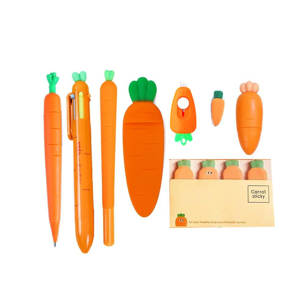 Carrot Stationery Set 8-in-1 Creative Funny Aesthetic School Stationery Material оранжевый