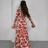 Spring Floral Print French Slimming Tie-Up Dress