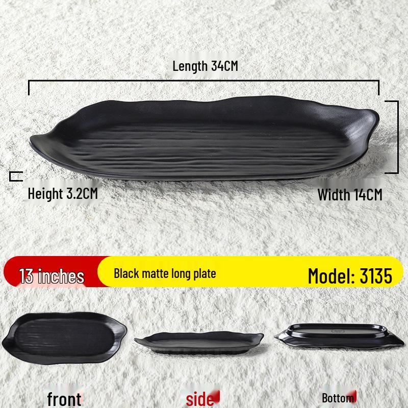 Matte Black Melamine Plate for Hot Pot, BBQ, or Kebab Shops