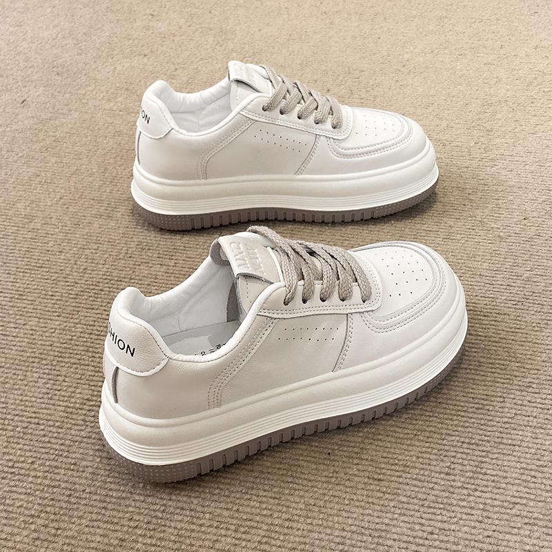 

Platform white shoes women s spring and summer 2025 new ins tide inner height increase versatile niche design high-end casual shoes 35