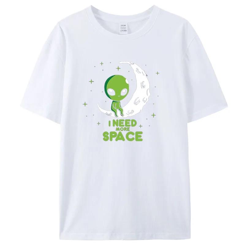 I Need More Space Green Alien Female T-Shirts Street Harajuku Tops Casual Breathable Short Sleeve All-math Soft Womens Clothing