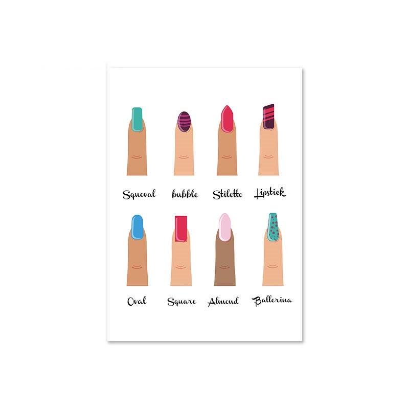 

Модные формы ногтей, картины на холсте, постеры и принты для маникюрного салона, настенное искусство, картина для салона красоты, украшение комнаты для девочек 21x30cm No Framed