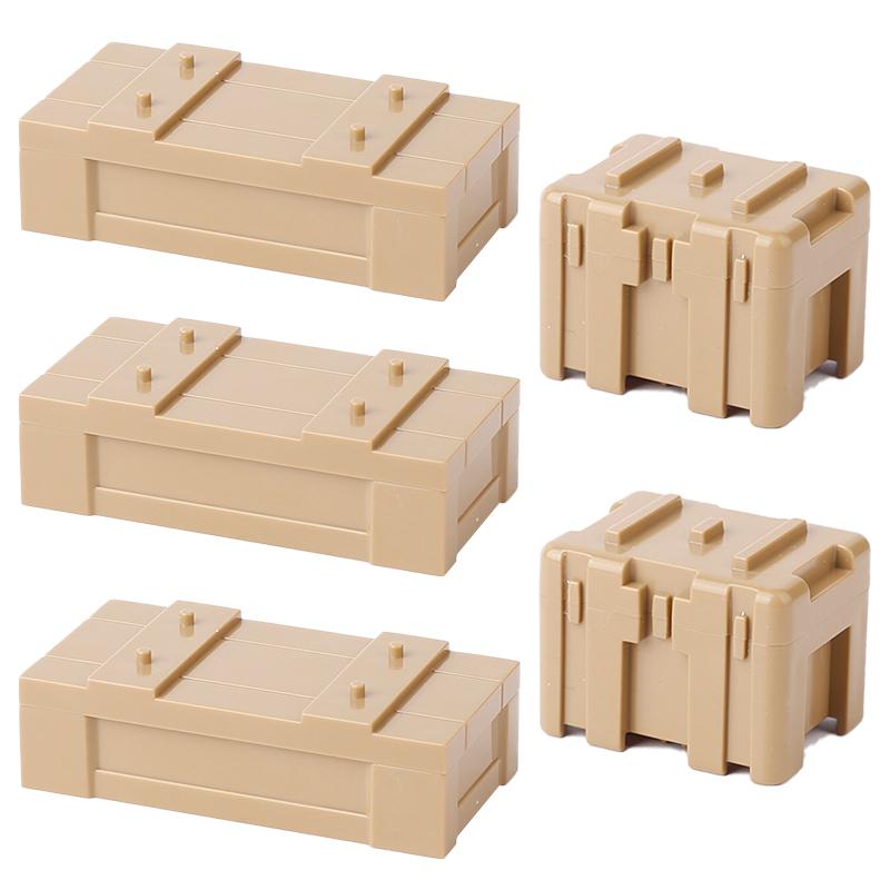 MOC WW2 Military Oil Barrel Weapons Box Building Block Set War Scene Accessories Bullet Motorcycle Sandbag Block Bricks Toys  Playsets