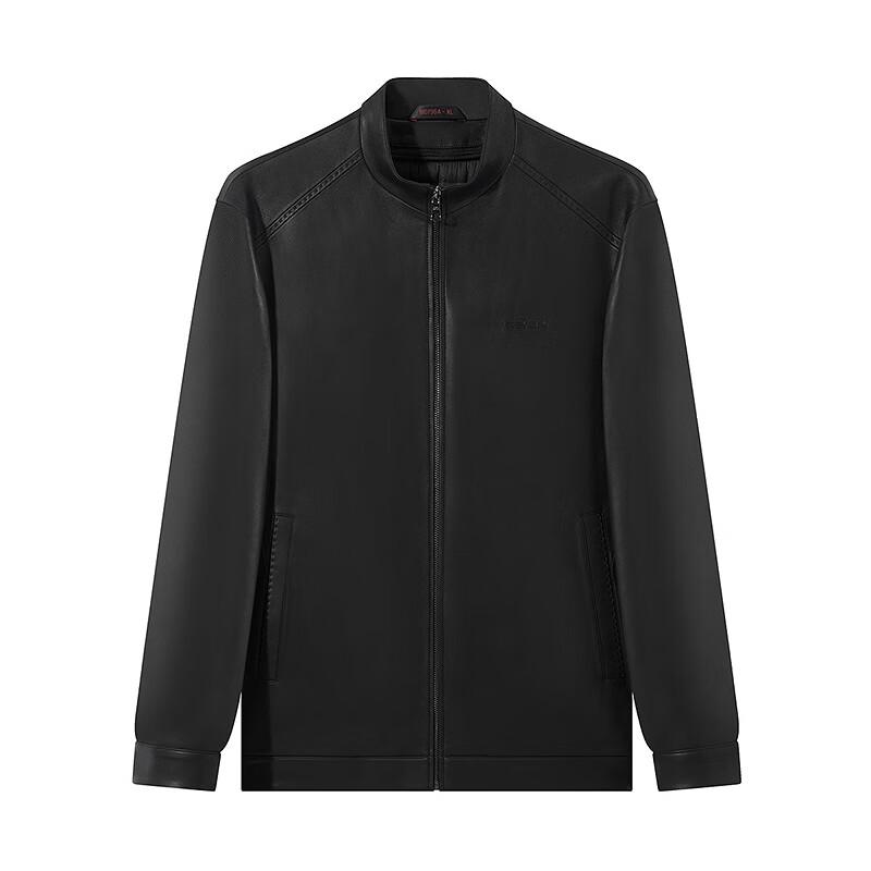 Septwolves Men's Sheepskin Stand-Up Collar Leather Down Jacket