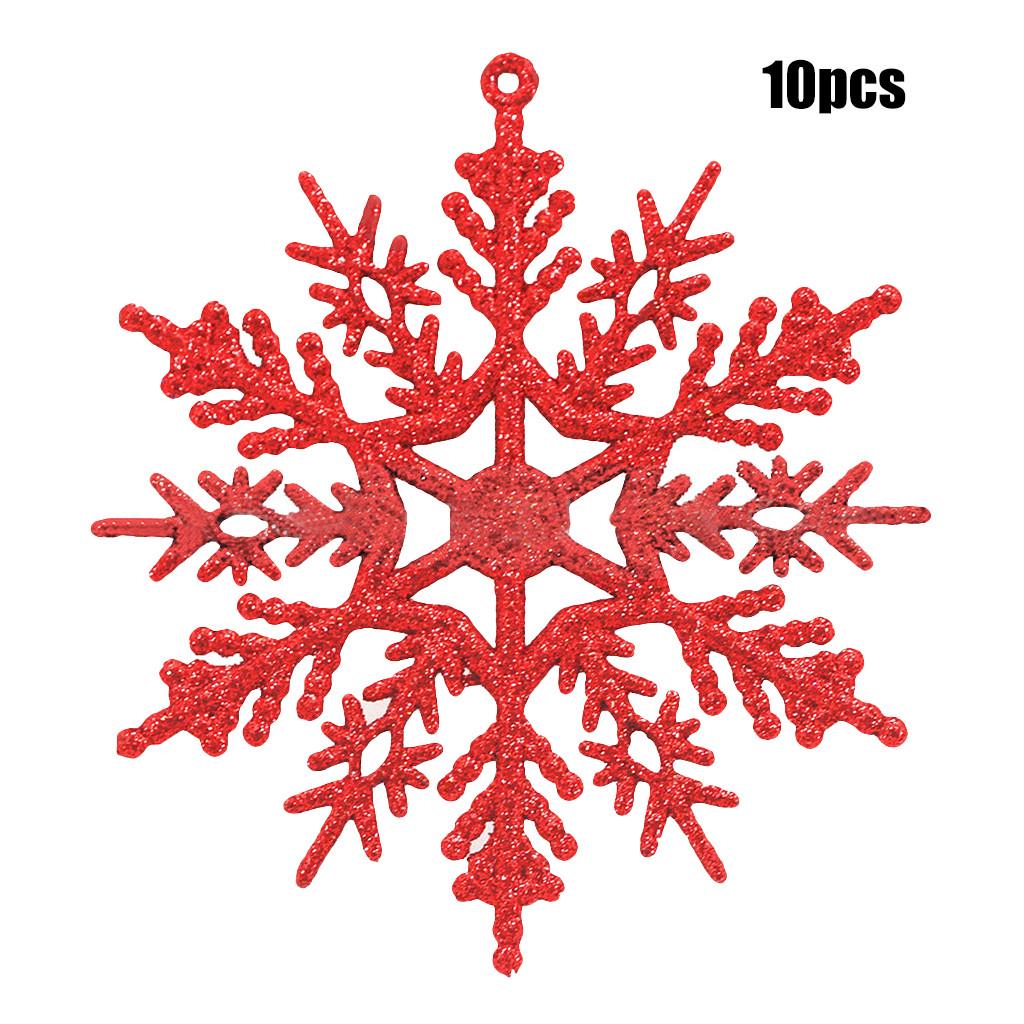 

10Pcs Glitter Snowflake Christmas Ornaments Tree Hanging Decoration 10cm красный