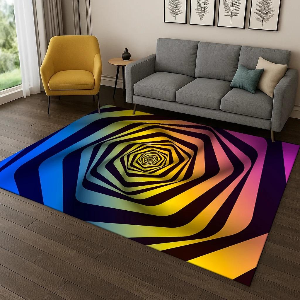 3D Mosaic Visual Geometry Illusion Carpet Rug for Playroom Living Room Bedroom Kitchen Doormat Decor Carpets for Living Room
