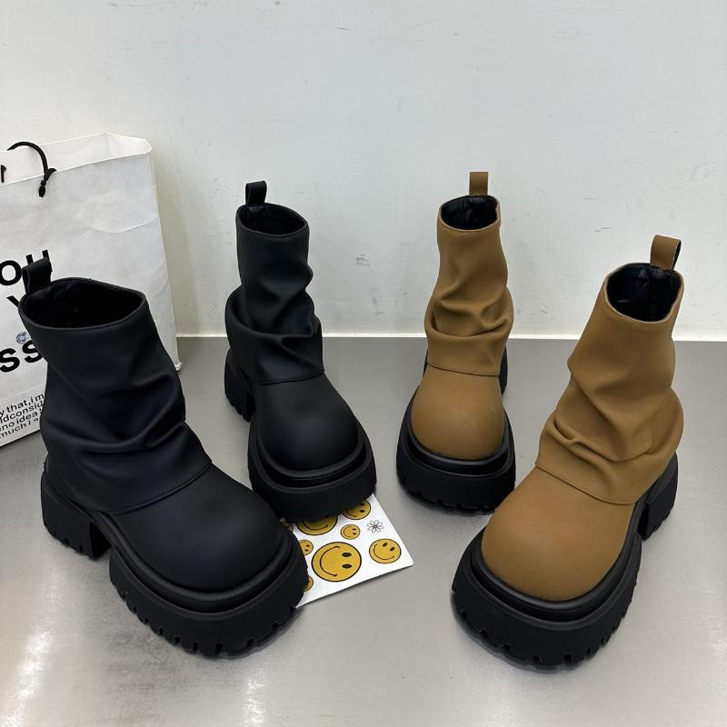 New Style Work Boots for Spring and Autumn Non-slip Wear-resistant Women Short Boots Thick-soled Zippered Mid-tube Women's Boots
