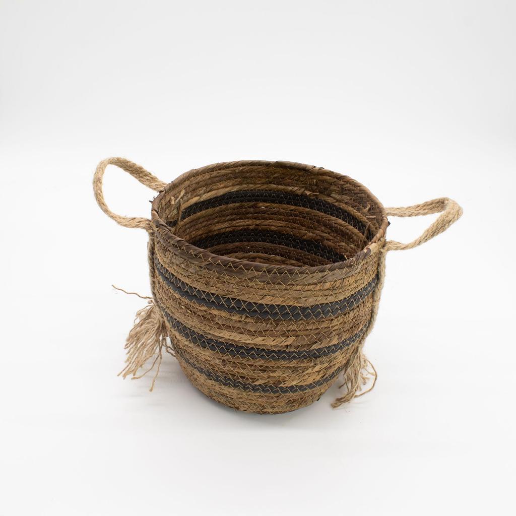 Bananna Leaf & Seagrass Large Baskets – Natural Browns- Set of 3