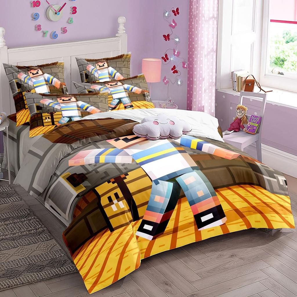 Anime Bedding Set My World Duvet Cover My World Monster Hunters Quilt cover Pillowcases Bedclothes Children's Kids Adult