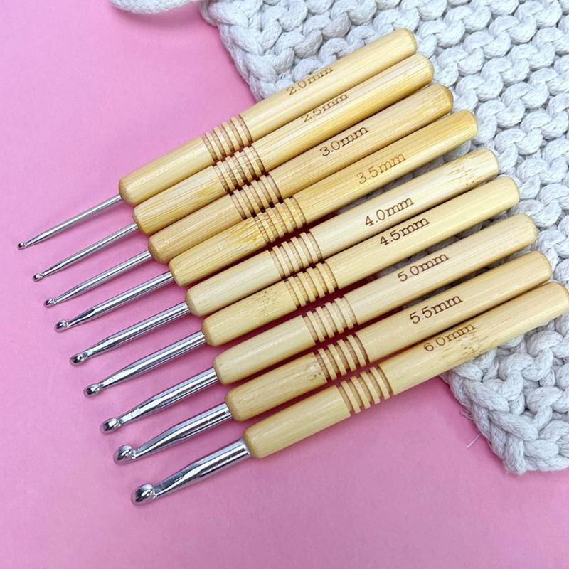 9Pcs Crochet Hook Set Knitting Needle Crochet Craft Yarns Weaving Crochet Needle with Ergonomic Handle & Aluminum Tip