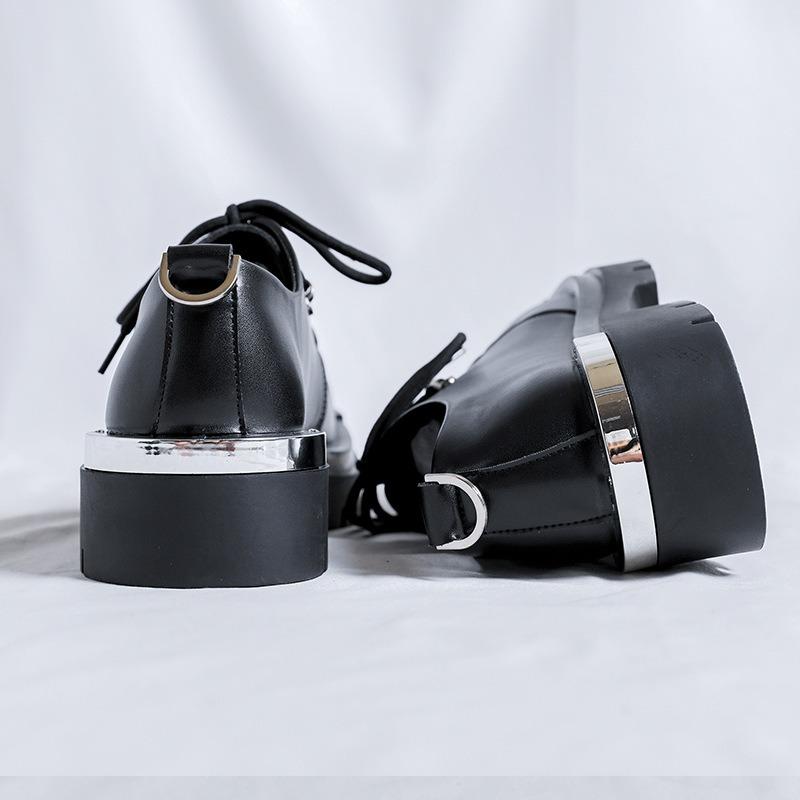 Fashion Men's Big Head Leather Shoes Casual Retro Platform Derby Shoes Trendy Street Outdoor Comfortable Versatile Leather Shoes for Man