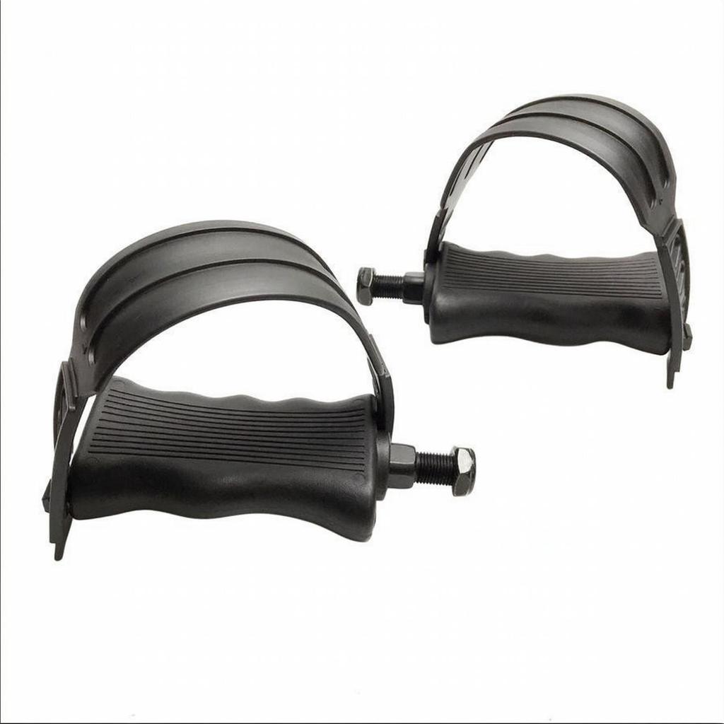Bike Pedals Ridged Cycle Pedal with Toe Cage Textured for Home Exercise