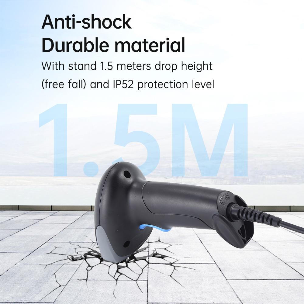 1D Laser Barcode Scanner Kabelgebundener Barcodeleser mit Summer und LED-Anzeige ManuellAutomatisch