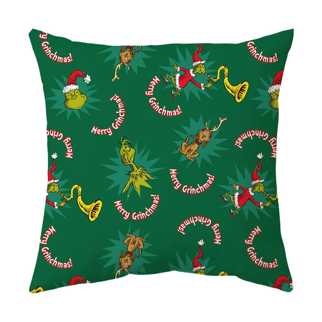 Christmas Happy Throw Pillow Cover, 18 X 18 Inch, Winter Holiday Cushion Cover Sofa Decor