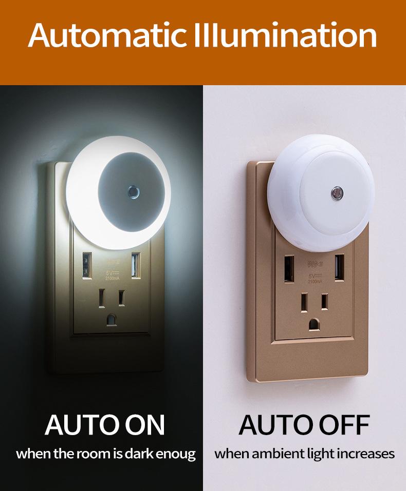 4-Pack EU Plug Light-Controlled Night Lights for Bedroom, Living Room, and Bathroom