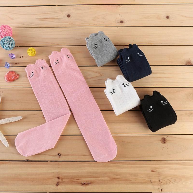 Tegneserie Barnesokk Nydelig Katt For Babyjenter Barn Knehøye Sokker Trykk Dyr Kawaii Barnesokker Over Kne Jentesokker