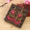 1 Pair Women Earrings Flower Shape Tassel Shiny Rhinestone Drop Earrings for Prom