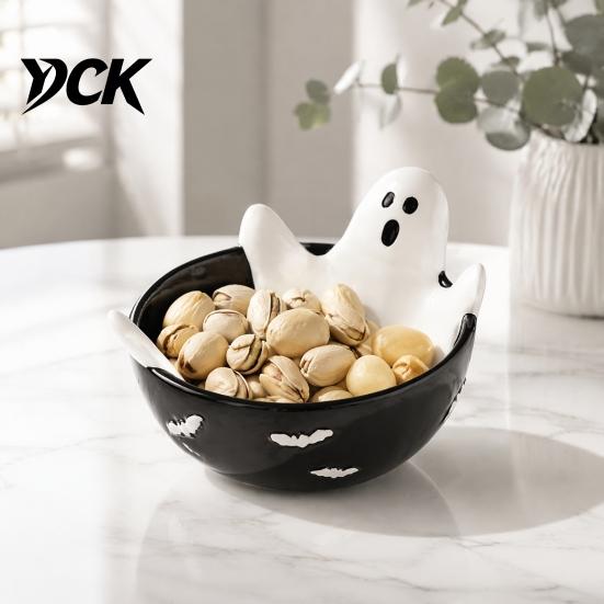 Vassoio portasnack a grande capacità Scheletro di Halloween Rilassato Vassoio per stuzzichini, Ciotola per caramelle in resina a rilievo 3D per forniture per eventi Snack Salse, Gotico Creativo