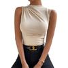 Sleeveless Tops For Women Casual Mock Neck Slim Fitted Ruched Shirts High Neck Summer Shirt Tops