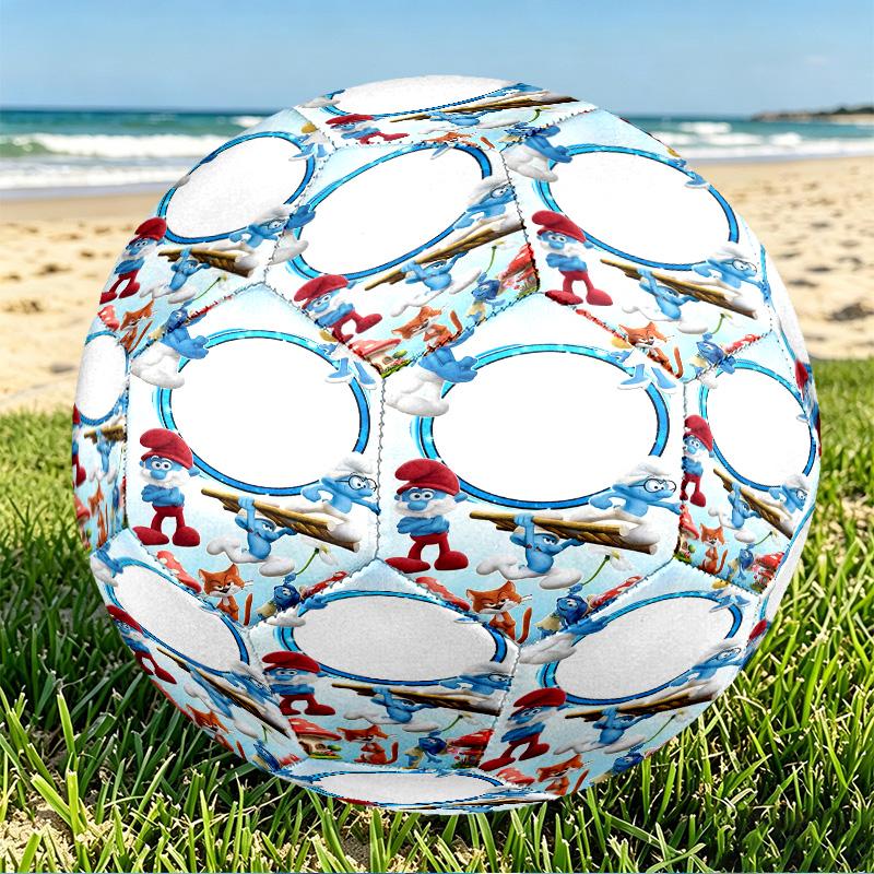 Blue Smurfs Print Size 5 Soccer Ball, PU Wear Resistant Football for Match Training and Daily Practice, Birthday Gift for Soccer Fans