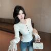 Autumn and Winter New Hot Girl Slim-fit Twist Inner Waisted Short Fashion High-end All-match Knitted Sweater for Women
