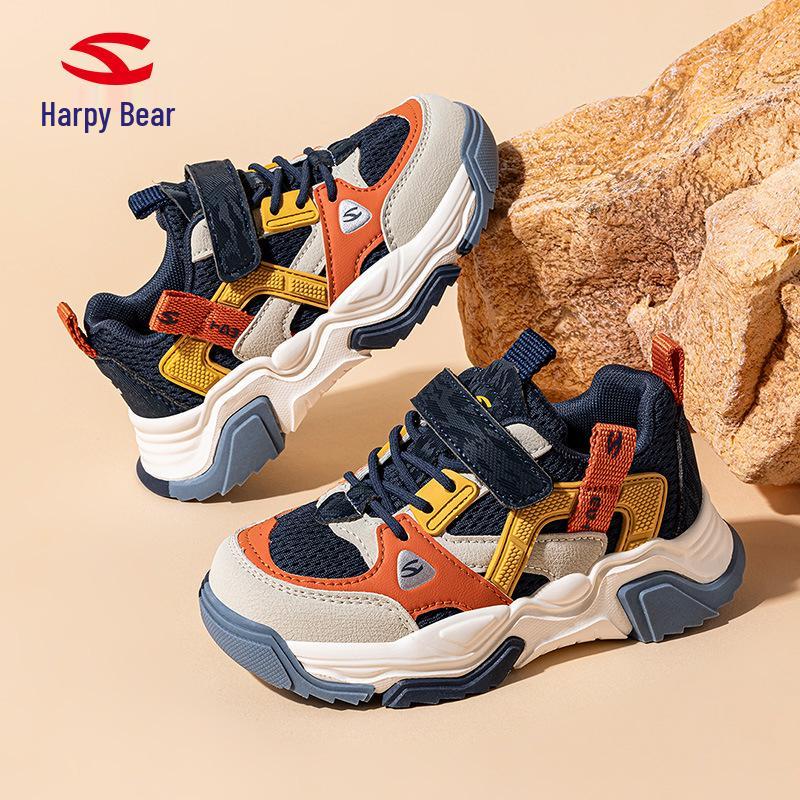 Habi Bear Children's Breathable Mesh Sports Shoes - Boys' Comfortable Casual Sneakers for Spring and Autumn.