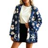 Women's Floral Print Loose Fit Cardigan Long Sleeve Casual Outerwear with Double Buttons