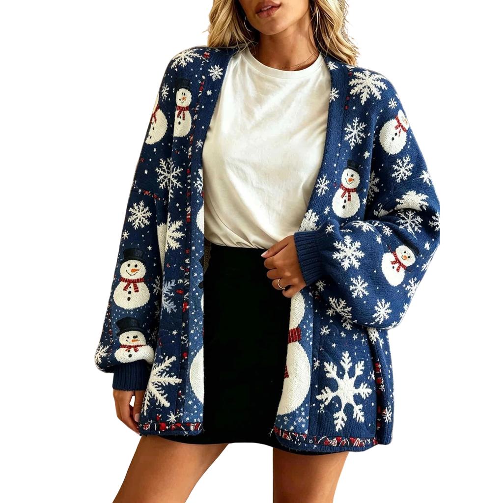 Women's Floral Print Loose Fit Cardigan Long Sleeve Casual Outerwear with Double Buttons