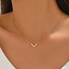 Elegant French V Shaped Necklace Women Gold/Silver Dainty Single/Double Chain CZ Pendant Choker Daily Wear Jewelry