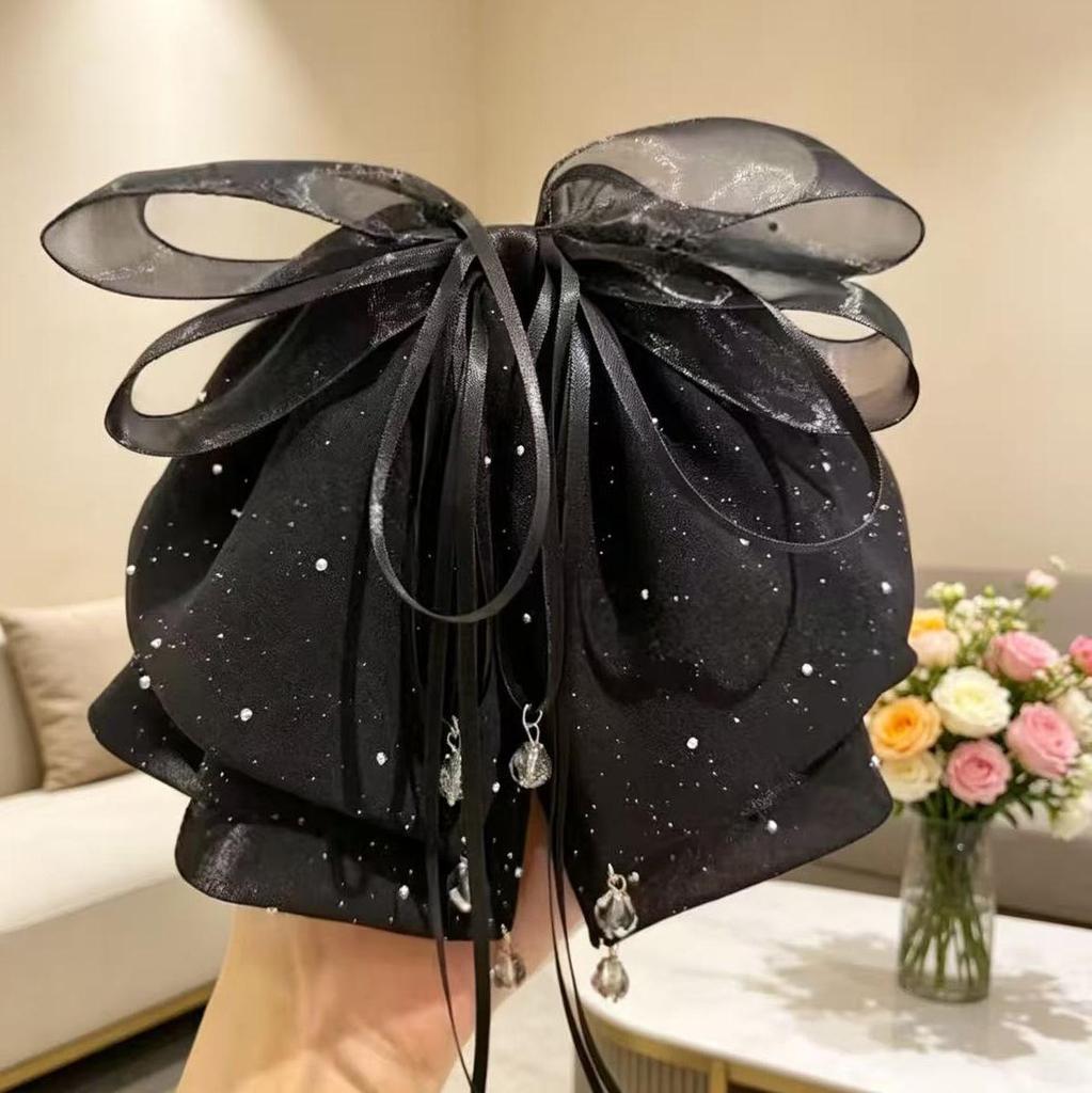 Grampo de Cabelo Floral de Chiffon Feito à Mão para Rabo de Cavalo com Cabelo Volumoso
