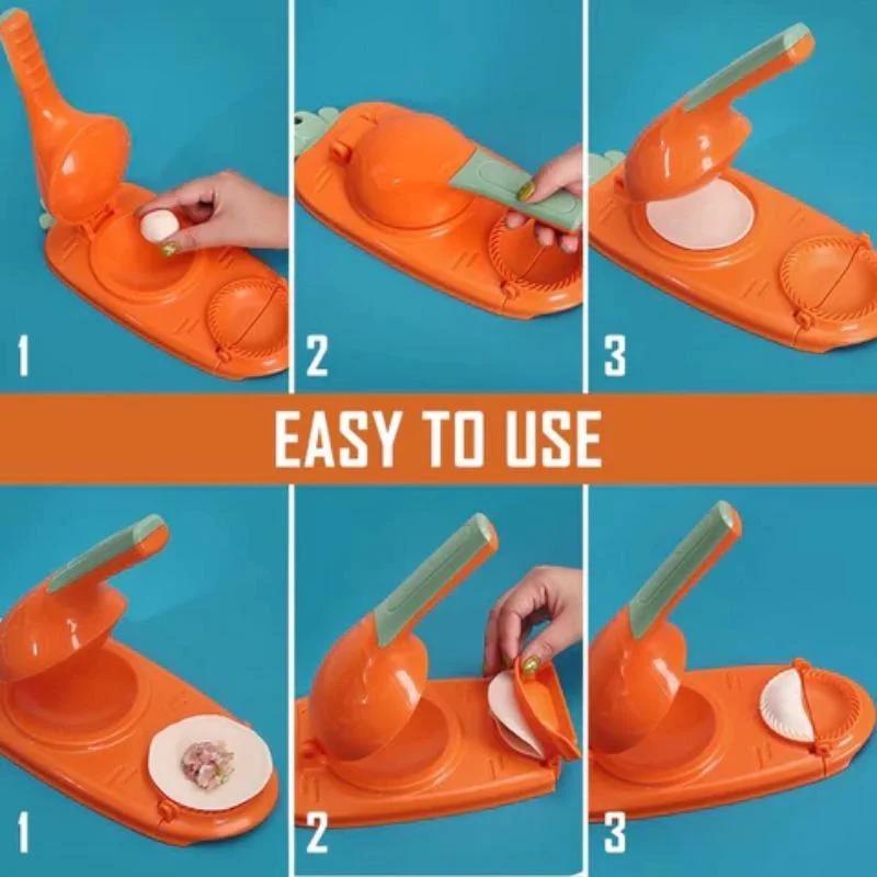 2-in-1 Efficient Dumpling Maker Manual Dough Presser Dumpling Wrapper Mold Dough Pressing Tool Kitchen Pastry Jiaozi Baking Tool