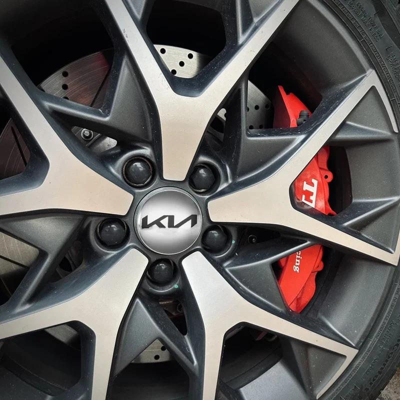 4 szt. Naklejki na środkowe kapsle kół samochodowych 56mm Akcesoria do piast dla KIA EV6 Sorento Niro Stinger Ceed Carnival K5 K9 Soul Carens