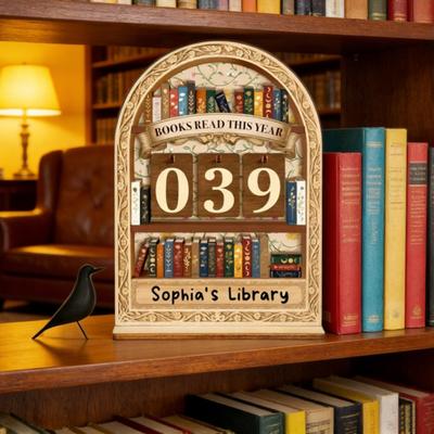 Contador de Libros Leídos Este Año Desafío de Meta de Lectura Anual de Madera Rastreador con Números Decoración de Estantería Amantes de los Libros Regalo para Ratón de Biblioteca
