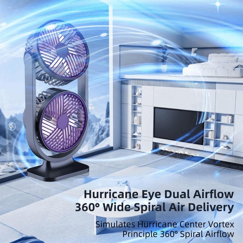 USB Rechargeable Dual-Head Desktop Fan 5 Gear Small Electric Fan Home Living Room