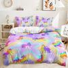 Bedding Sets For Girls,Stars,Moons,Unicorns,Fantasy Cartoon Duvet Cover Set,Twin Size Quilt Cover With Pillowcases,Bed Clothes