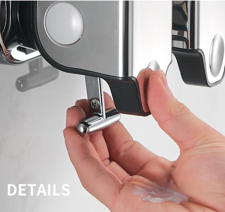 Wall-Mounted Dual Soap Dispenser with Double Hook for Bathroom & Kitchen