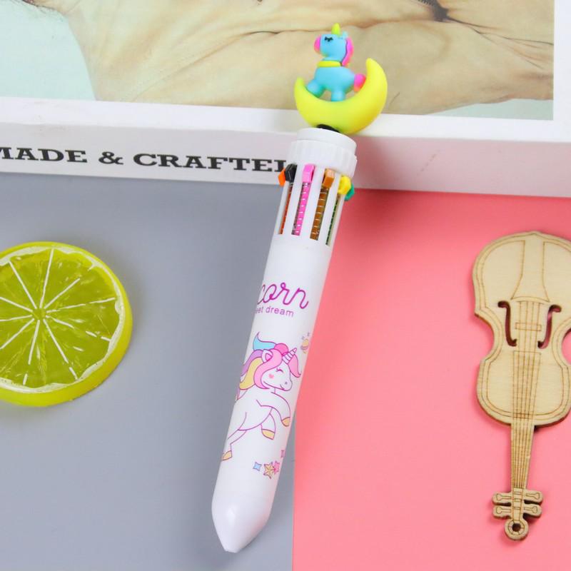Korean Heart-Themed Ten-Color Push-Action Ballpoint Pen Rollerball Pen for Students and Doodling