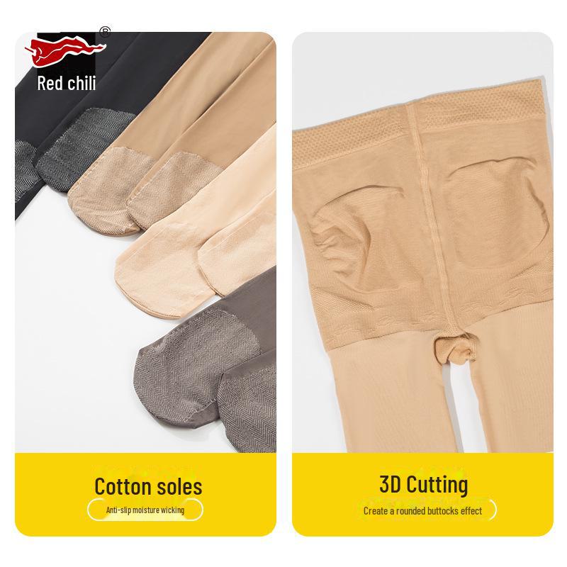 Red Pepper Velvet 120D Women's Pantyhose - Soft, Abdomen Lifting, Hip Shaping, Non-Slip Leg Design.