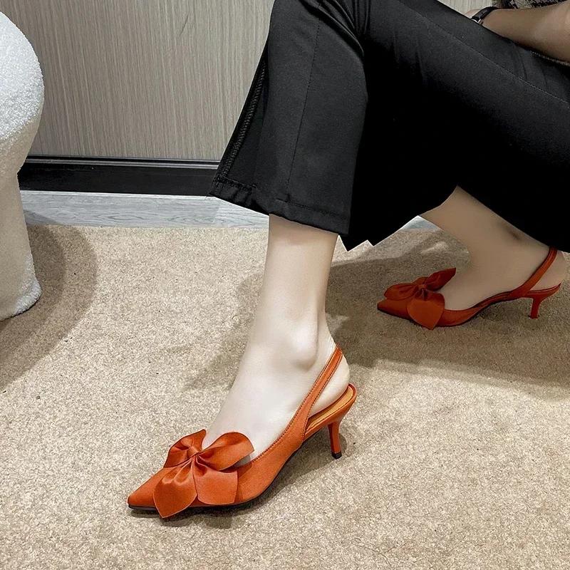 

Босоножки на каблуке для женщин с бабочкой на тонком каблуке, женские сексуальные туфли для свадебной вечеринки, женские туфли-лодочки 2024 года, новые летние туфли Sandalias Mujer 42