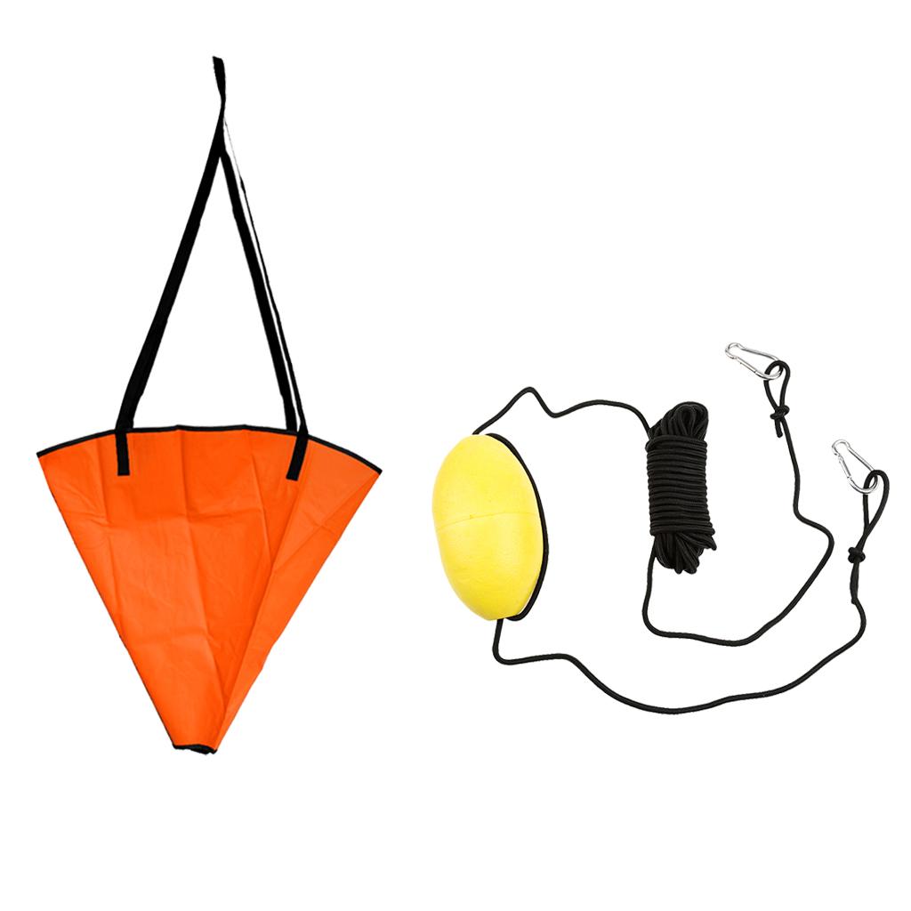 18 24 inch  Sock Sea Anchor Boat Parachute Brake with 30ft Kayak  Anchor Tow Line Throw Line Buoy Ball Fishing Boat