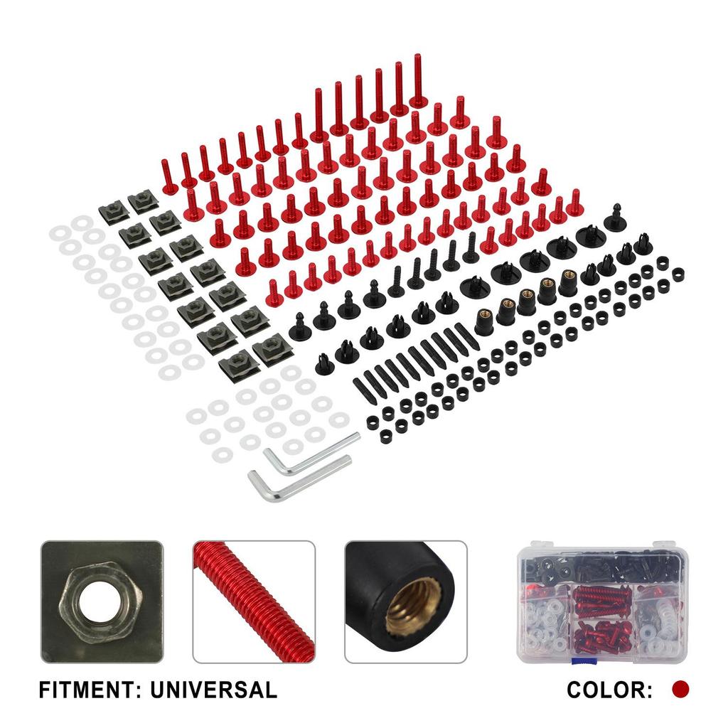 Universal Colored Screws for Large-Displacement Motorcycles, Sports Cars, Full Body Fairings, and Shells